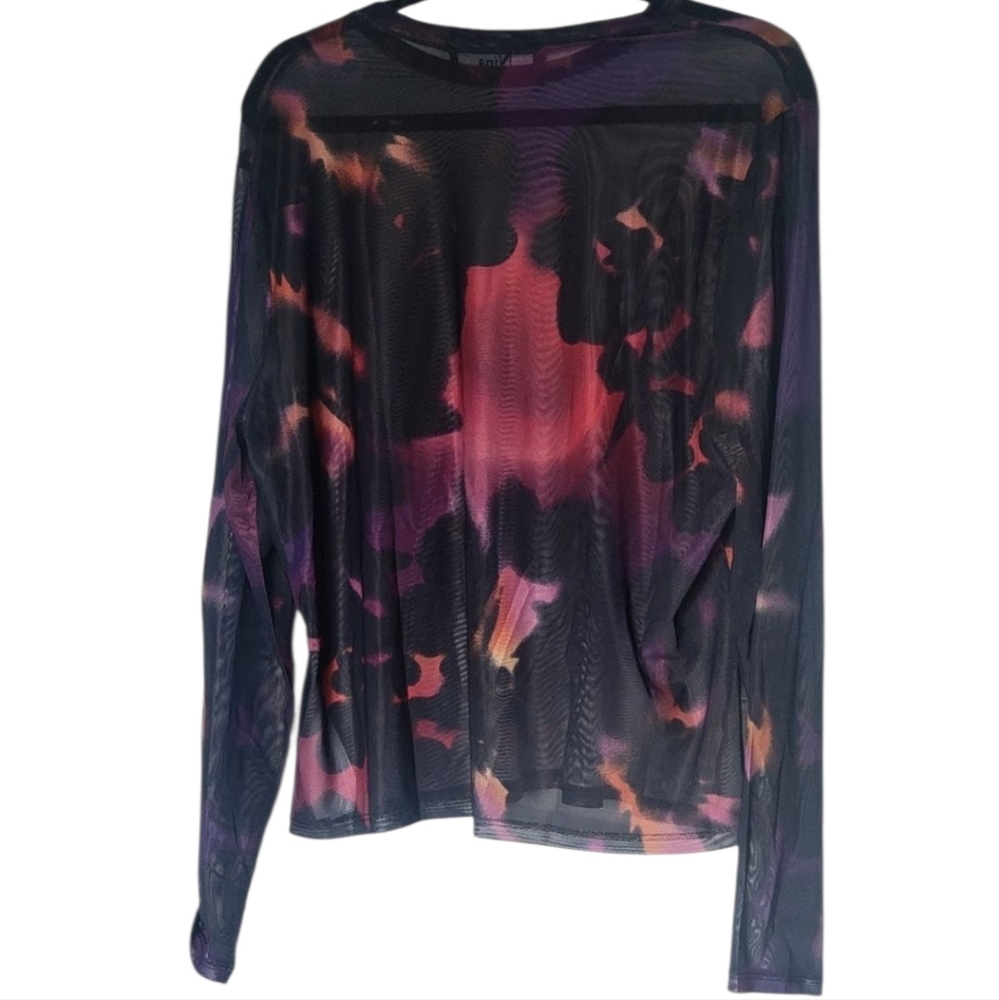 Nina Parker Sheer Top in Black and Purple